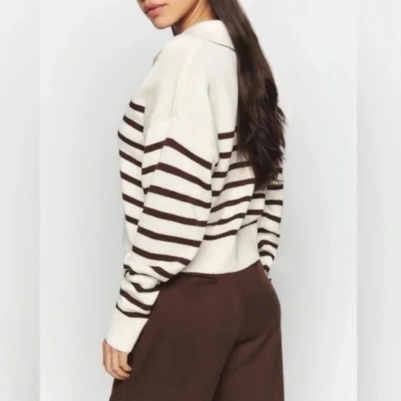 Reformation Francesco Rugby Collar Cropped Organic Cotton Sweater S - Picture 6 of 15